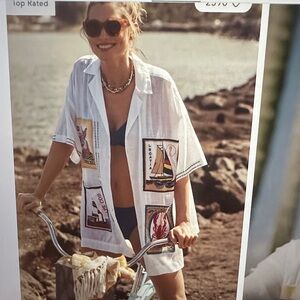 Women's White Graphic Swim Coverup